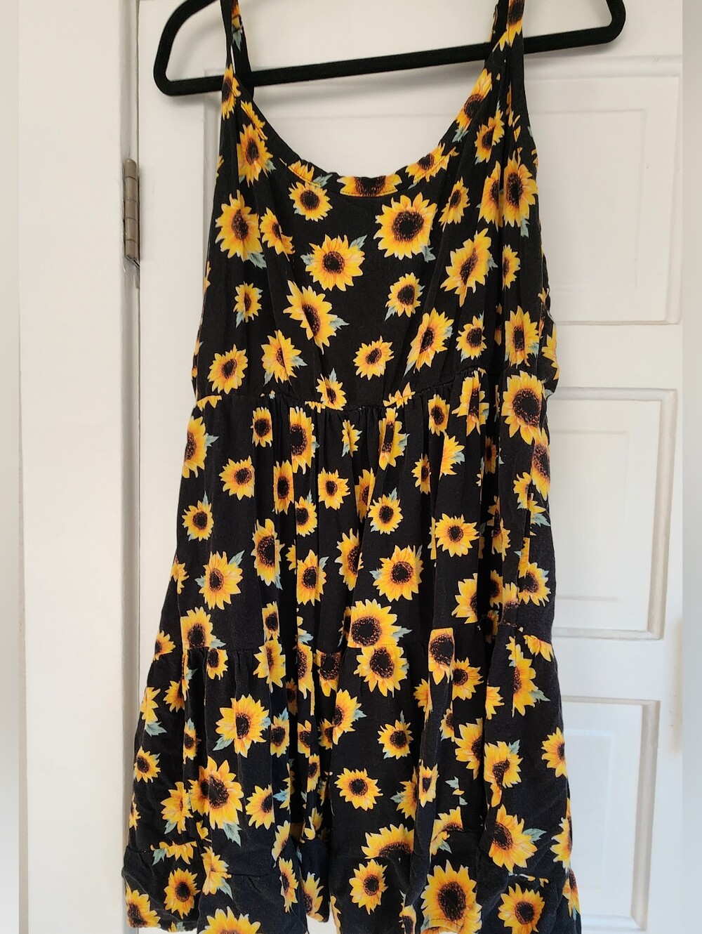 Hot Topic Black Maxi Skirt with Yellow Sunflower Print